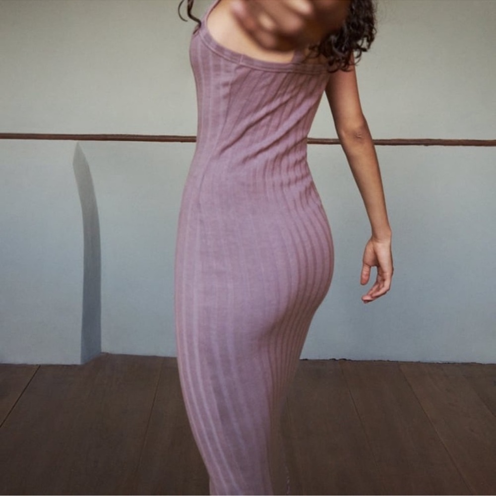 🆕 ZARA Ribbed Midi Dress - Picture 4 of 7